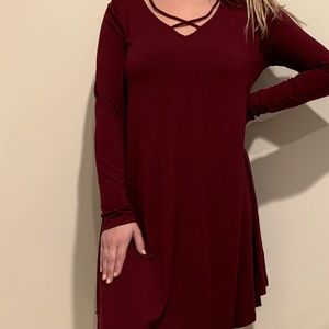 red mid dress